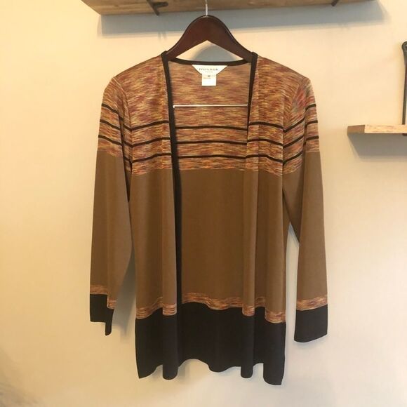 Exclusively Misook Striped Open Front Cardigan XS - Picture 1 of 13